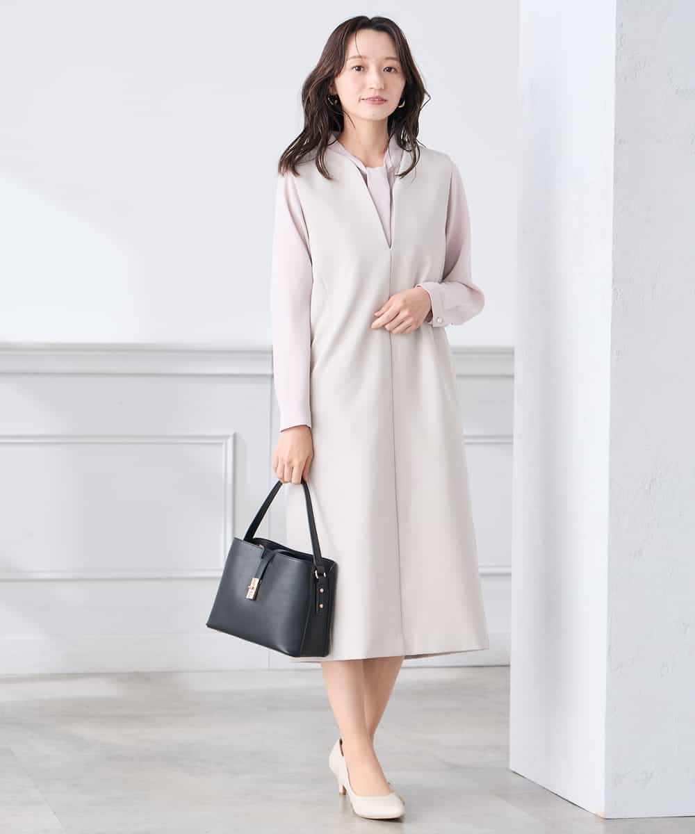 KAECD03089 a.v.v Elmi(アー・ヴェ・ヴェ) 【低身長サイズ】【洗える/ストレッチ】ダブルクロスジャンパードレス ネイビー