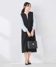 KAECD03089 a.v.v Elmi(アー・ヴェ・ヴェ) 【低身長サイズ】【洗える/ストレッチ】ダブルクロスジャンパードレス ネイビー