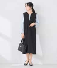 KAECD03089 a.v.v Elmi(アー・ヴェ・ヴェ) 【低身長サイズ】【洗える/ストレッチ】ダブルクロスジャンパードレス ネイビー