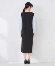 KAECD03089 a.v.v Elmi(アー・ヴェ・ヴェ) 【低身長サイズ】【洗える/ストレッチ】ダブルクロスジャンパードレス ネイビー