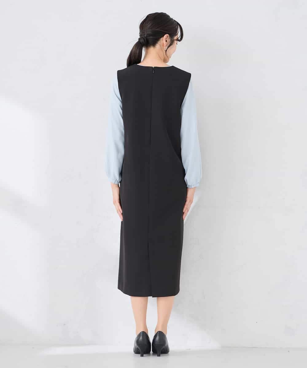 KAECD03089 a.v.v Elmi(アー・ヴェ・ヴェ) 【低身長サイズ】【洗える/ストレッチ】ダブルクロスジャンパードレス ネイビー