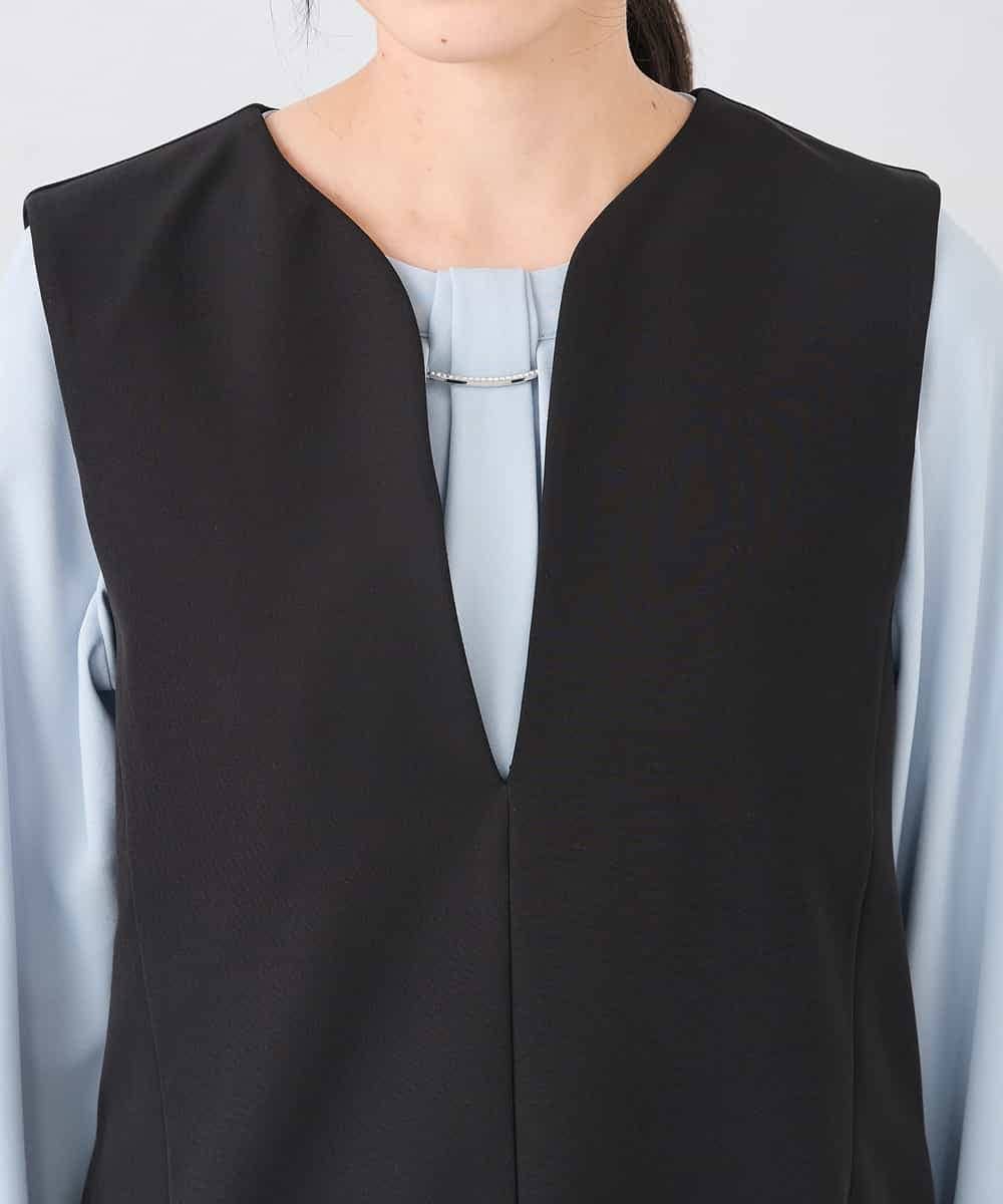 KAECD03089 a.v.v Elmi(アー・ヴェ・ヴェ) 【低身長サイズ】【洗える/ストレッチ】ダブルクロスジャンパードレス ネイビー