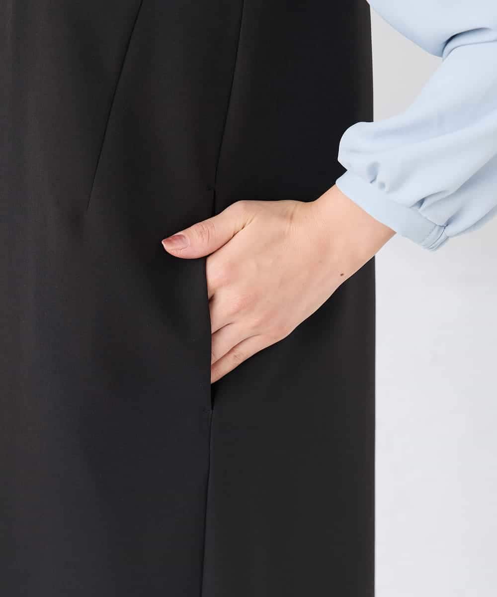 KAECD03089 a.v.v Elmi(アー・ヴェ・ヴェ) 【低身長サイズ】【洗える/ストレッチ】ダブルクロスジャンパードレス ネイビー