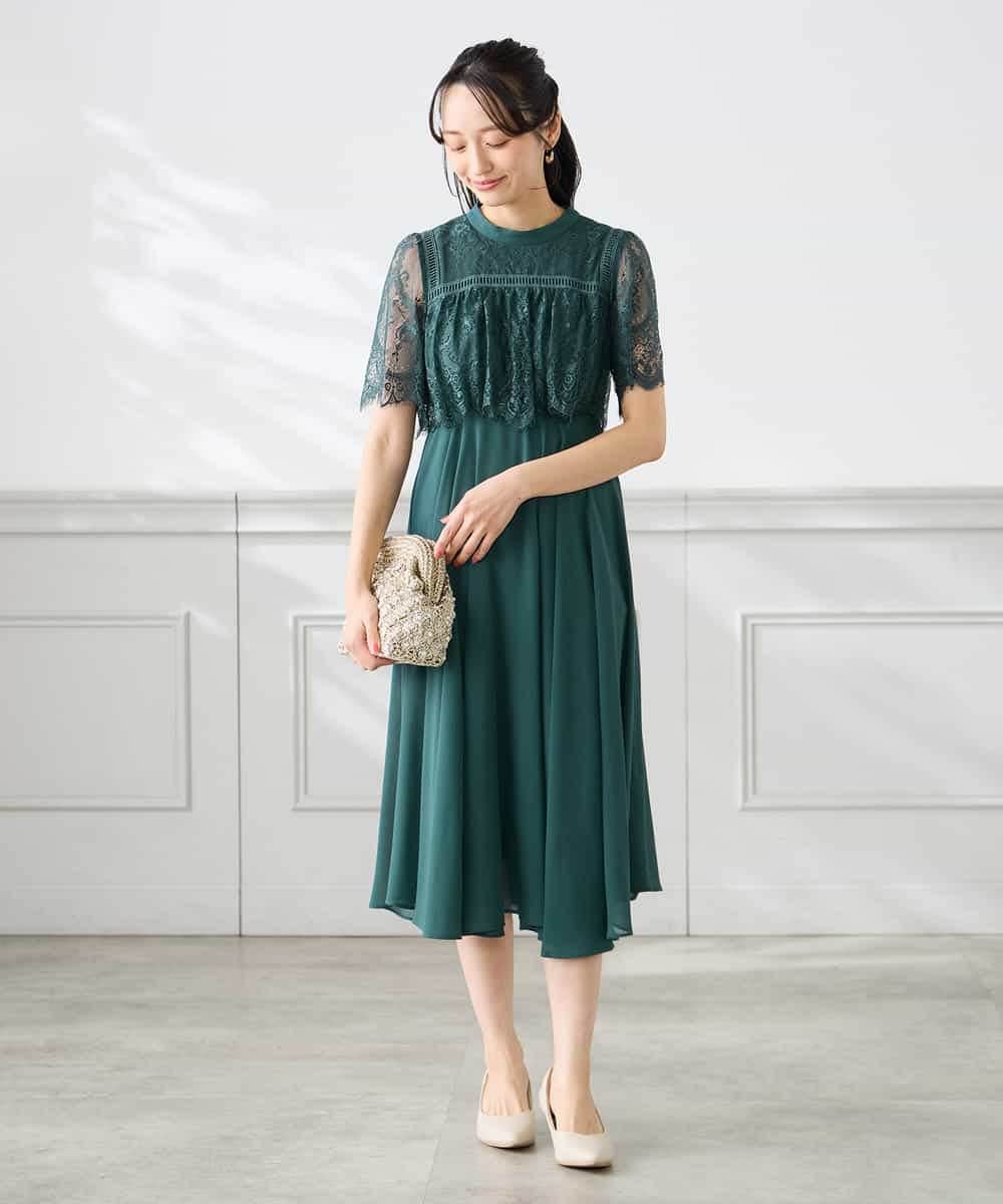 KAEGF10159 a.v.v Elmi(アー・ヴェ・ヴェ) 【低身長サイズ】【結婚式/お呼ばれに】レースドッキングワンピース スモーキーピンク