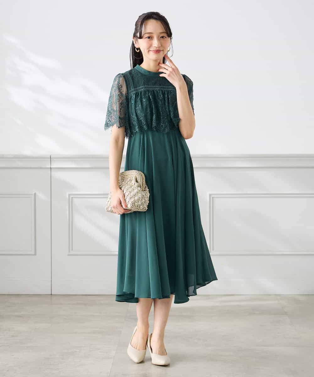 KAEGF10159 a.v.v Elmi(アー・ヴェ・ヴェ) 【低身長サイズ】【結婚式/お呼ばれに】レースドッキングワンピース スモーキーピンク