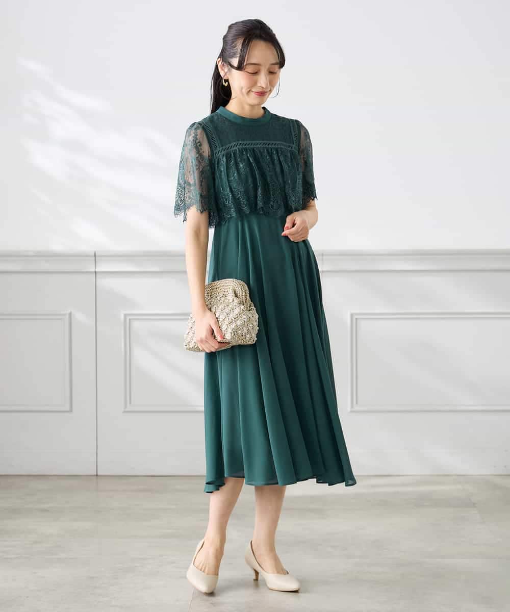 KAEGF10159 a.v.v Elmi(アー・ヴェ・ヴェ) 【低身長サイズ】【結婚式/お呼ばれに】レースドッキングワンピース スモーキーピンク