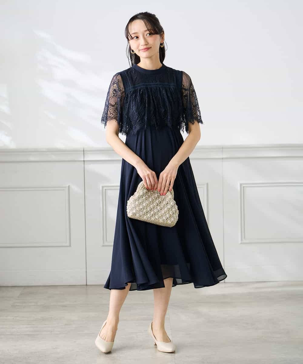 KAEGF10159 a.v.v Elmi(アー・ヴェ・ヴェ) 【低身長サイズ】【結婚式/お呼ばれに】レースドッキングワンピース スモーキーピンク