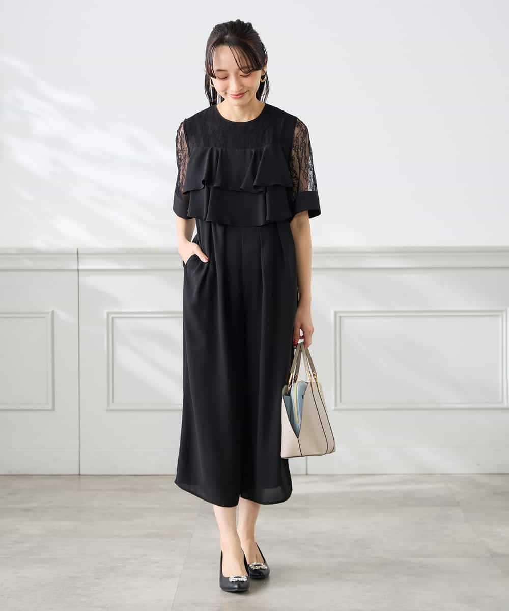 KAEGF12149 a.v.v Elmi(アー・ヴェ・ヴェ) 【低身長サイズ】【結婚式/お呼ばれに】ラッフルティアードオールインワンドレス スモーキーブルー