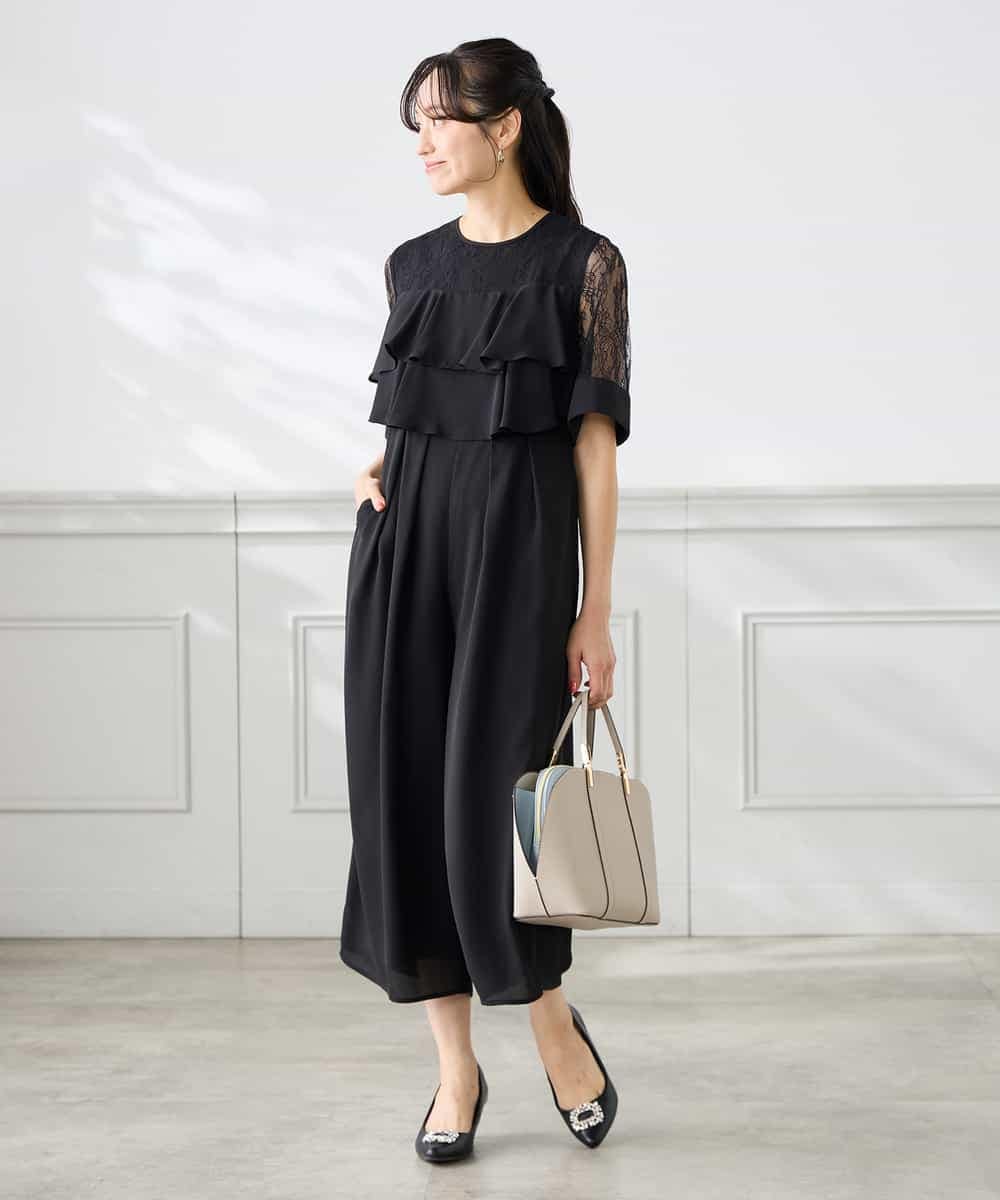 KAEGF12149 a.v.v Elmi(アー・ヴェ・ヴェ) 【低身長サイズ】【結婚式/お呼ばれに】ラッフルティアードオールインワンドレス スモーキーブルー