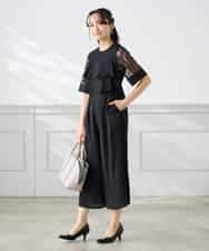 KAEGF12149 a.v.v Elmi(アー・ヴェ・ヴェ) 【低身長サイズ】【結婚式/お呼ばれに】ラッフルティアードオールインワンドレス スモーキーブルー