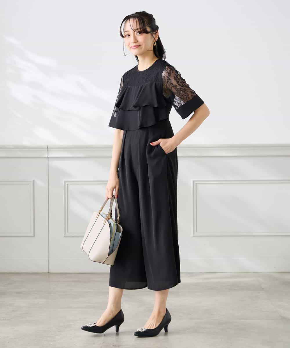 KAEGF12149 a.v.v Elmi(アー・ヴェ・ヴェ) 【低身長サイズ】【結婚式/お呼ばれに】ラッフルティアードオールインワンドレス スモーキーブルー