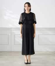 KAEGF12149 a.v.v Elmi(アー・ヴェ・ヴェ) 【低身長サイズ】【結婚式/お呼ばれに】ラッフルティアードオールインワンドレス スモーキーブルー