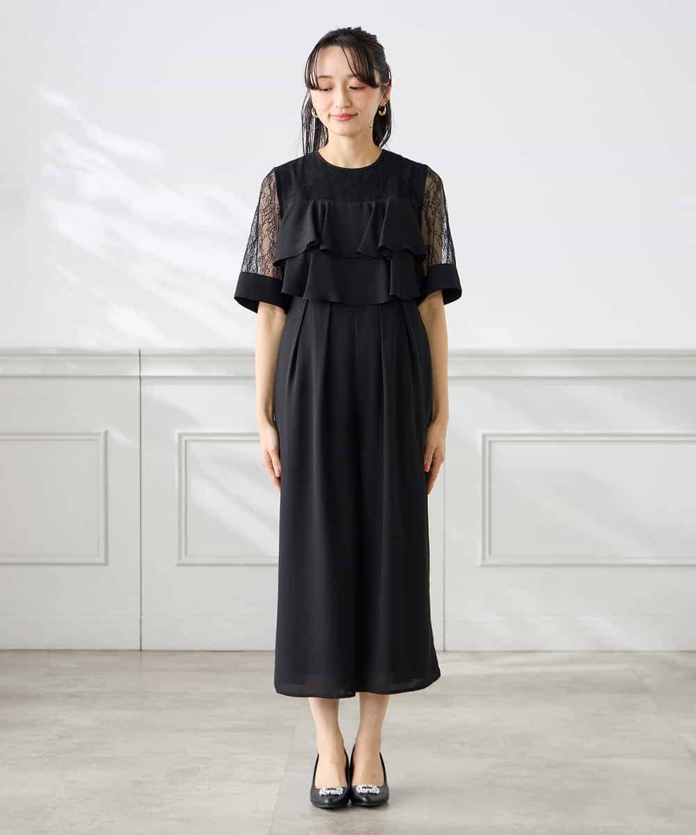 KAEGF12149 a.v.v Elmi(アー・ヴェ・ヴェ) 【低身長サイズ】【結婚式/お呼ばれに】ラッフルティアードオールインワンドレス スモーキーブルー