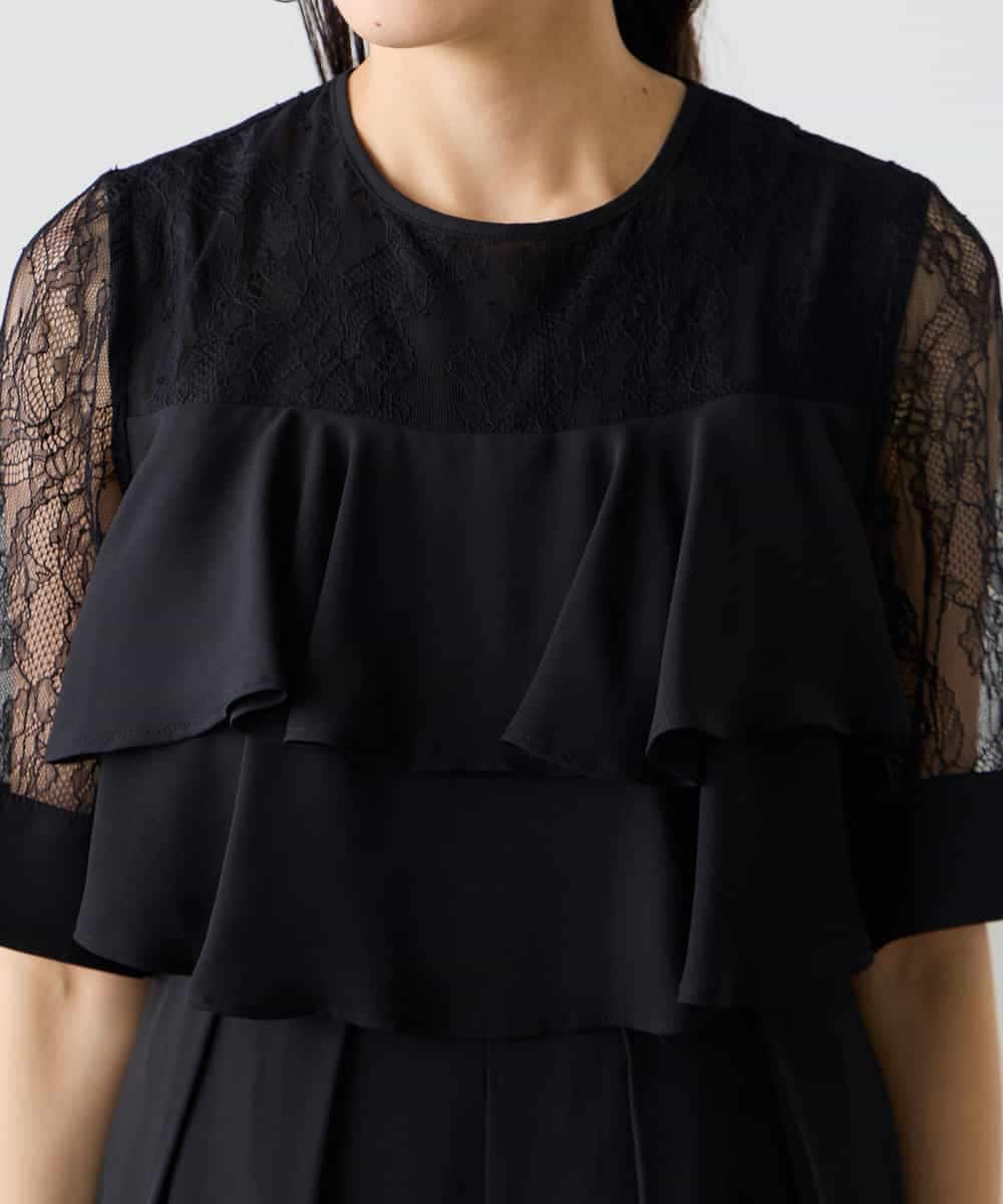 KAEGF12149 a.v.v Elmi(アー・ヴェ・ヴェ) 【低身長サイズ】【結婚式/お呼ばれに】ラッフルティアードオールインワンドレス スモーキーブルー