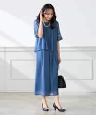 KAEGF13149 a.v.v Elmi(アー・ヴェ・ヴェ) 【低身長サイズ】【結婚式/お呼ばれに】レースドッキングブラウス・パンツセットアップ ブルー