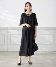 KAEGF13149 a.v.v Elmi(アー・ヴェ・ヴェ) 【低身長サイズ】【結婚式/お呼ばれに】レースドッキングブラウス・パンツセットアップ ブルー