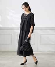 KAEGF13149 a.v.v Elmi(アー・ヴェ・ヴェ) 【低身長サイズ】【結婚式/お呼ばれに】レースドッキングブラウス・パンツセットアップ ブルー