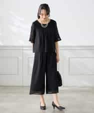 KAEGF13149 a.v.v Elmi(アー・ヴェ・ヴェ) 【低身長サイズ】【結婚式/お呼ばれに】レースドッキングブラウス・パンツセットアップ ブルー