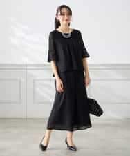 KAEGF13149 a.v.v Elmi(アー・ヴェ・ヴェ) 【低身長サイズ】【結婚式/お呼ばれに】レースドッキングブラウス・パンツセットアップ ブルー