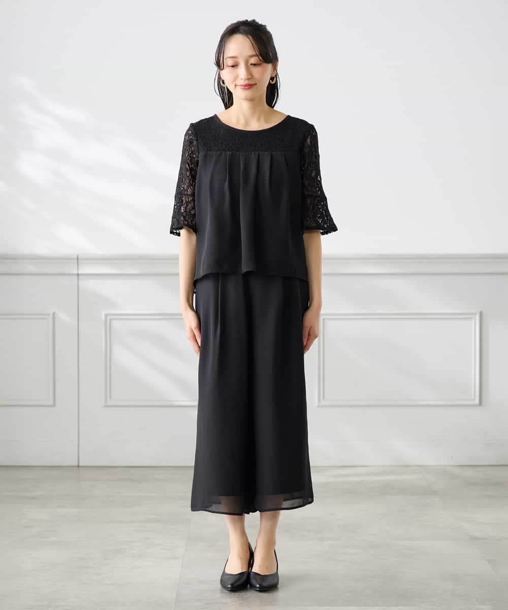 KAEGF13149 a.v.v Elmi(アー・ヴェ・ヴェ) 【低身長サイズ】【結婚式/お呼ばれに】レースドッキングブラウス・パンツセットアップ ブルー