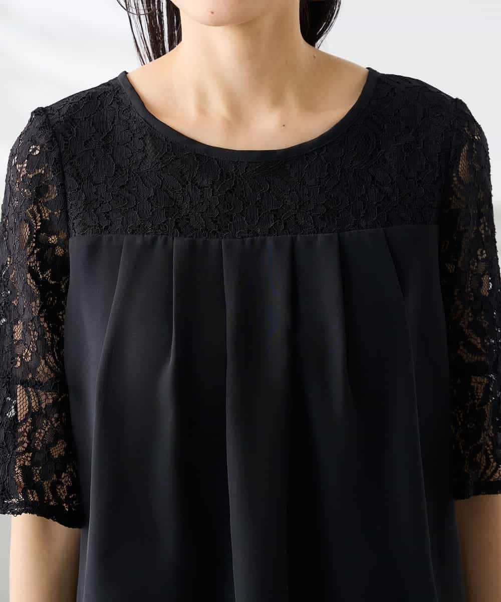 KAEGF13149 a.v.v Elmi(アー・ヴェ・ヴェ) 【低身長サイズ】【結婚式/お呼ばれに】レースドッキングブラウス・パンツセットアップ ブルー