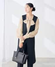 KAEJE01119 a.v.v Elmi(アー・ヴェ・ヴェ) 【低身長サイズ/洗える】梳毛調 ロング ジレ ワンピース【セットアップ対応/抗ピリング/吸水速乾/ストレッチ】 ネイビー