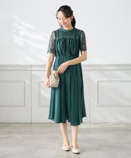 KAETF10159 a.v.v Elmi(アー・ヴェ・ヴェ) 【低身長サイズ/結婚式/お呼ばれに】レースドッキングワンピース ネイビー