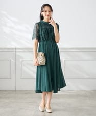 KAETF10159 a.v.v Elmi(アー・ヴェ・ヴェ) 【低身長サイズ/結婚式/お呼ばれに】レースドッキングワンピース ネイビー