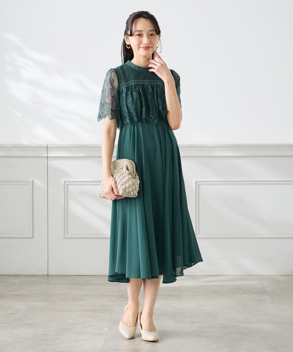 KAETF10159 a.v.v Elmi(アー・ヴェ・ヴェ) 【低身長サイズ/結婚式/お呼ばれに】レースドッキングワンピース ネイビー