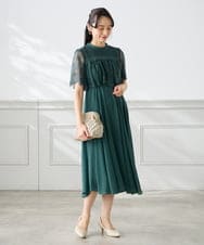 KAETF10159 a.v.v Elmi(アー・ヴェ・ヴェ) 【低身長サイズ/結婚式/お呼ばれに】レースドッキングワンピース ネイビー