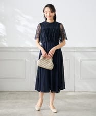 KAETF10159 a.v.v Elmi(アー・ヴェ・ヴェ) 【低身長サイズ/結婚式/お呼ばれに】レースドッキングワンピース ネイビー