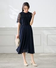 KAETF10159 a.v.v Elmi(アー・ヴェ・ヴェ) 【低身長サイズ/結婚式/お呼ばれに】レースドッキングワンピース ネイビー