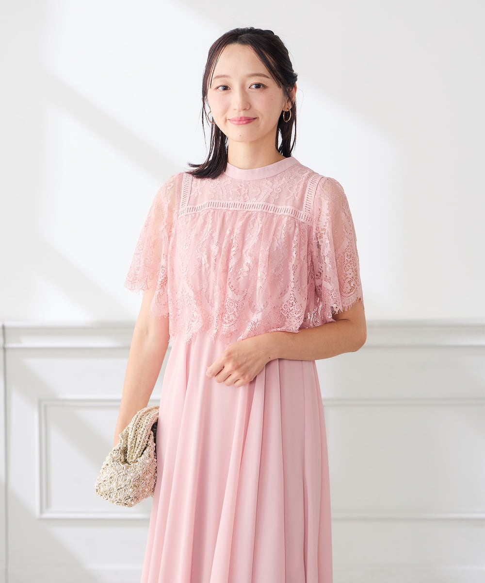 KAETF10159 a.v.v Elmi(アー・ヴェ・ヴェ) 【低身長サイズ/結婚式/お呼ばれに】レースドッキングワンピース ネイビー