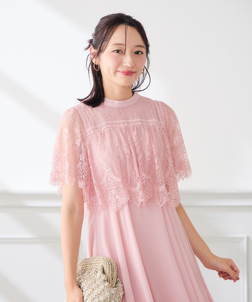 KAETF10159 a.v.v Elmi(アー・ヴェ・ヴェ) 【低身長サイズ/結婚式/お呼ばれに】レースドッキングワンピース ネイビー