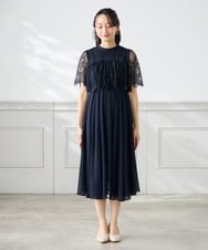 KAETF10159 a.v.v Elmi(アー・ヴェ・ヴェ) 【低身長サイズ/結婚式/お呼ばれに】レースドッキングワンピース ネイビー