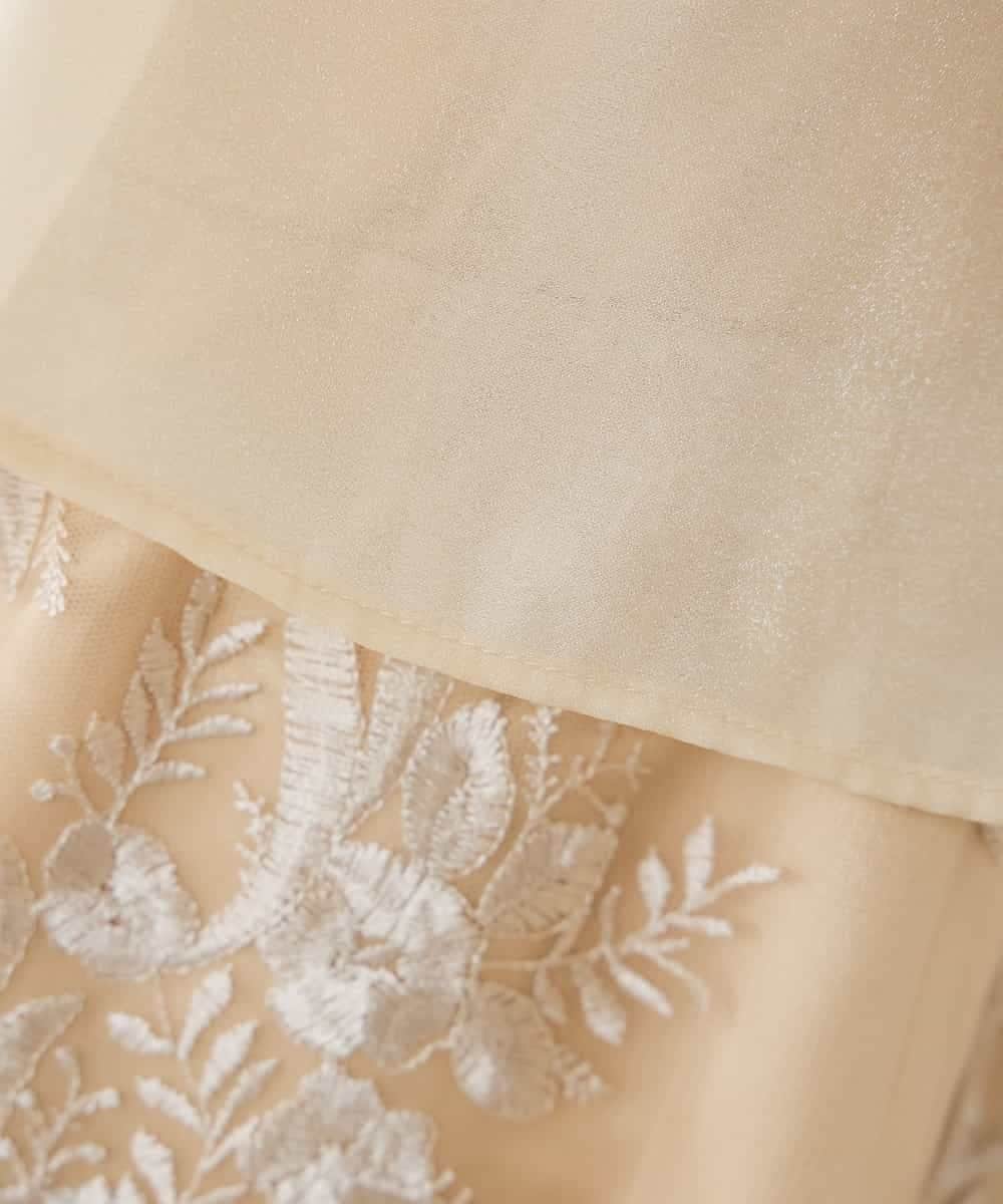 KAETF11169 a.v.v Elmi(アー・ヴェ・ヴェ) 【低身長サイズ/結婚式/お呼ばれに】チュール刺繍 スタンドカラーワンピース ベージュ