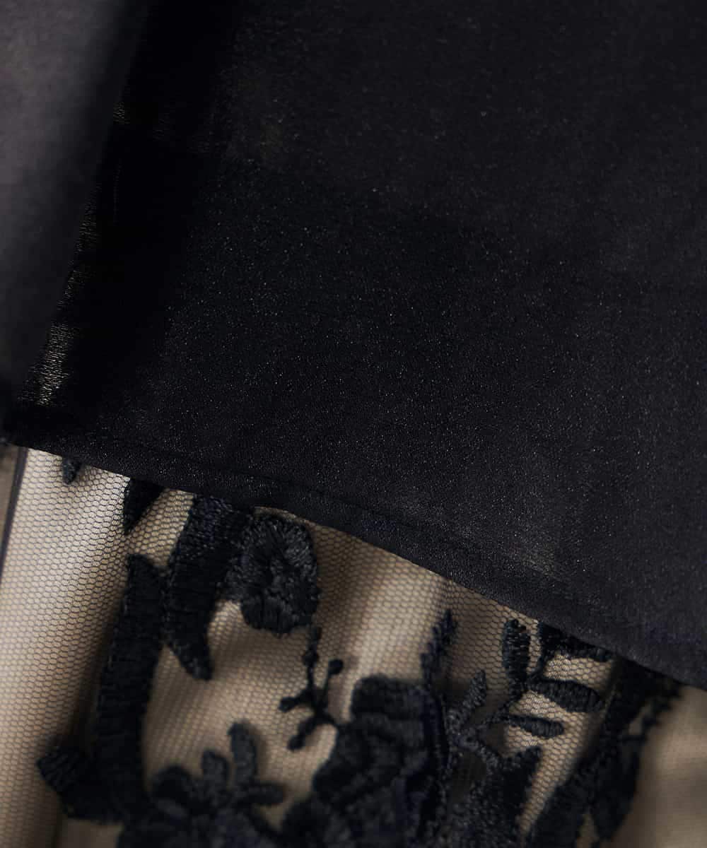 KAETF11169 a.v.v Elmi(アー・ヴェ・ヴェ) 【低身長サイズ/結婚式/お呼ばれに】チュール刺繍 スタンドカラーワンピース ベージュ