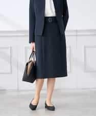 KAHCD01079 a.v.v Elmi(アー・ヴェ・ヴェ) 【低身長サイズ】【洗える/ストレッチ/セットアップ対応】ダブルクロスタイトスカート ネイビー