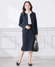 KAHCD01079 a.v.v Elmi(アー・ヴェ・ヴェ) 【低身長サイズ】【洗える/ストレッチ/セットアップ対応】ダブルクロスタイトスカート ネイビー