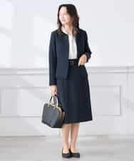 KAHCD01079 a.v.v Elmi(アー・ヴェ・ヴェ) 【低身長サイズ】【洗える/ストレッチ/セットアップ対応】ダブルクロスタイトスカート ネイビー