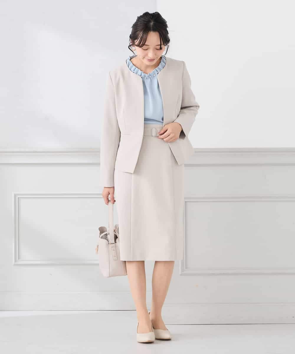 KAHCD01079 a.v.v Elmi(アー・ヴェ・ヴェ) 【低身長サイズ】【洗える/ストレッチ/セットアップ対応】ダブルクロスタイトスカート ネイビー