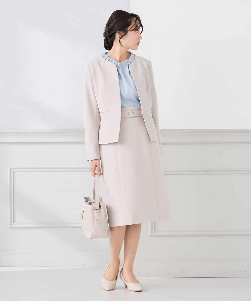 KAHCD01079 a.v.v Elmi(アー・ヴェ・ヴェ) 【低身長サイズ】【洗える/ストレッチ/セットアップ対応】ダブルクロスタイトスカート ネイビー