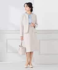 KAHCD01079 a.v.v Elmi(アー・ヴェ・ヴェ) 【低身長サイズ】【洗える/ストレッチ/セットアップ対応】ダブルクロスタイトスカート ネイビー