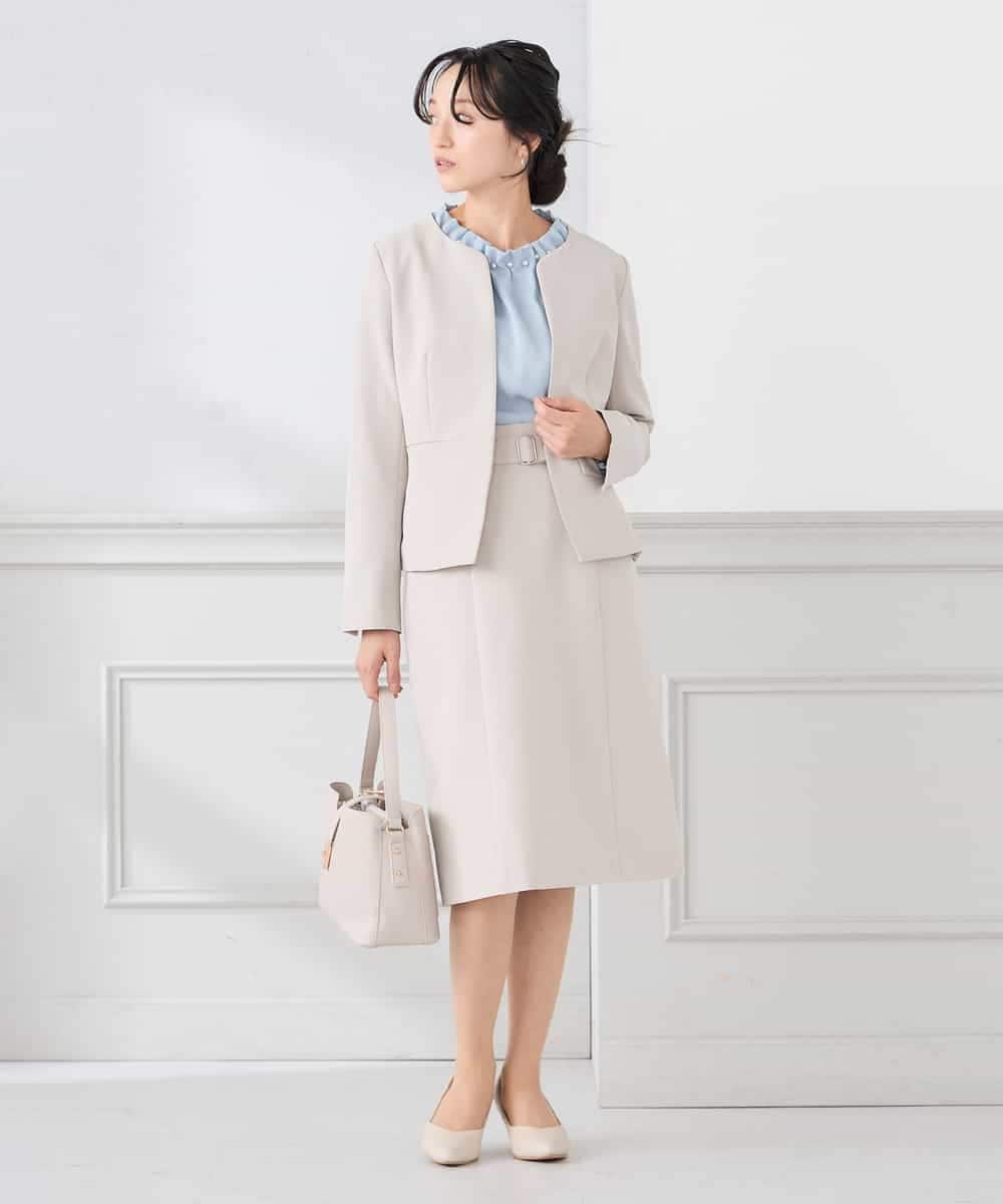 KAHCD01079 a.v.v Elmi(アー・ヴェ・ヴェ) 【低身長サイズ】【洗える/ストレッチ/セットアップ対応】ダブルクロスタイトスカート ネイビー