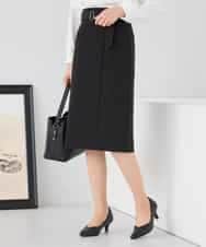 KAHCD01079 a.v.v Elmi(アー・ヴェ・ヴェ) 【低身長サイズ】【洗える/ストレッチ/セットアップ対応】ダブルクロスタイトスカート ネイビー