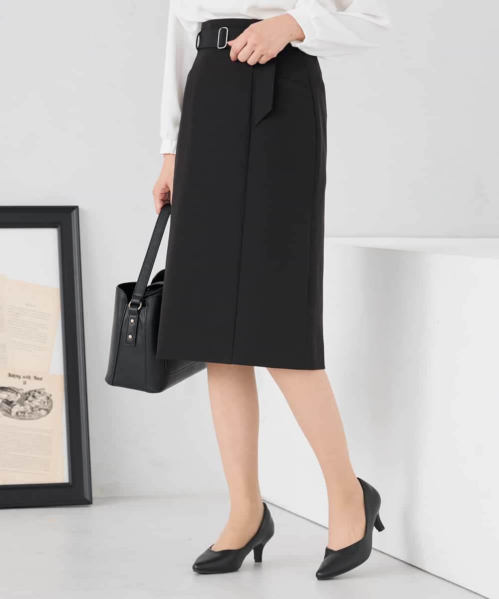 KAHCD01079 a.v.v Elmi(アー・ヴェ・ヴェ) 【低身長サイズ】【洗える/ストレッチ/セットアップ対応】ダブルクロスタイトスカート ネイビー