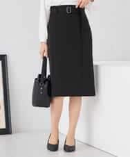 KAHCD01079 a.v.v Elmi(アー・ヴェ・ヴェ) 【低身長サイズ】【洗える/ストレッチ/セットアップ対応】ダブルクロスタイトスカート ネイビー