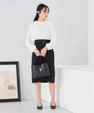 KAHCD01079 a.v.v Elmi(アー・ヴェ・ヴェ) 【低身長サイズ】【洗える/ストレッチ/セットアップ対応】ダブルクロスタイトスカート ネイビー