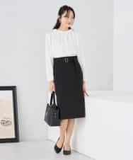 KAHCD01079 a.v.v Elmi(アー・ヴェ・ヴェ) 【低身長サイズ】【洗える/ストレッチ/セットアップ対応】ダブルクロスタイトスカート ネイビー