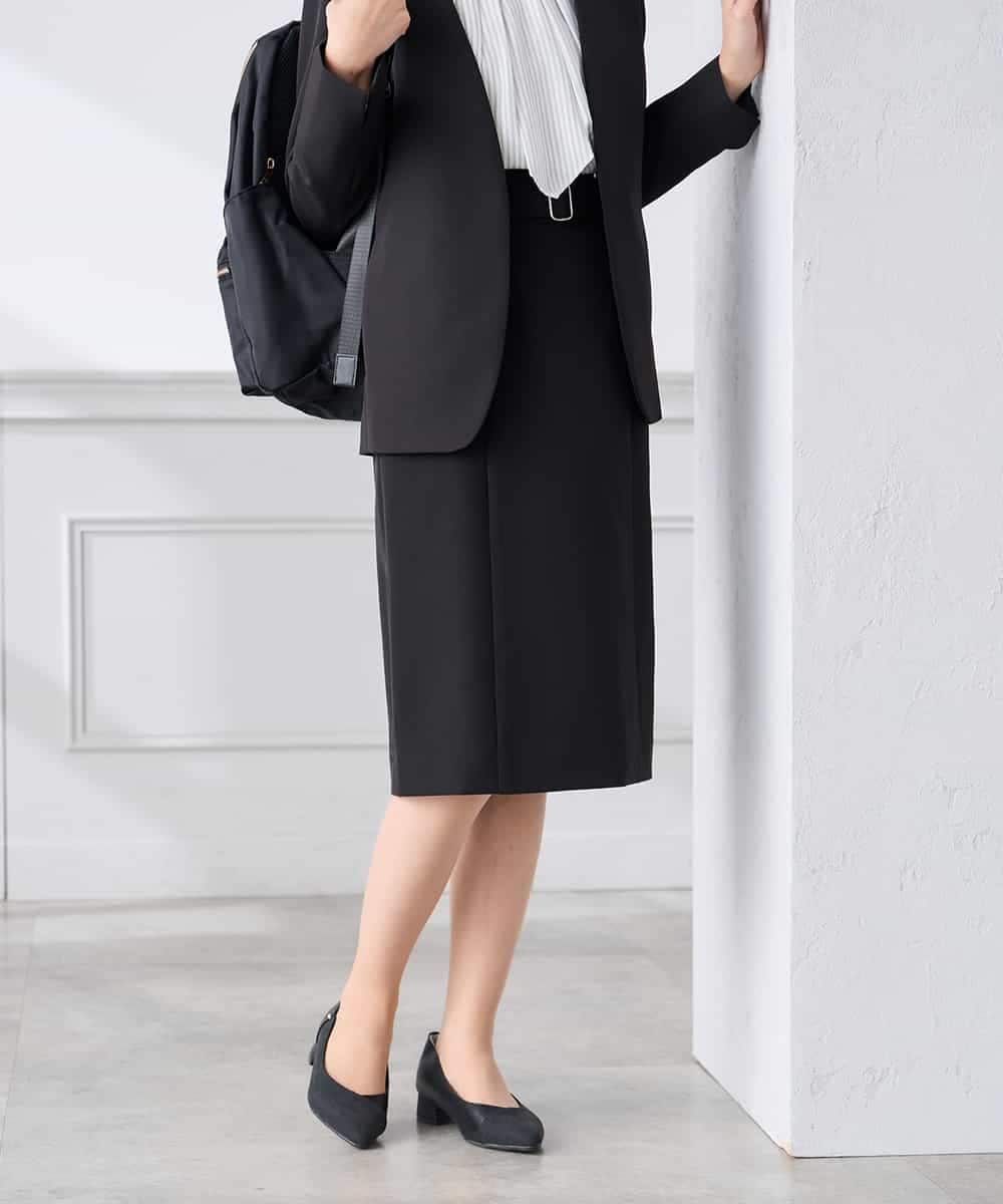 KAHCD01079 a.v.v Elmi(アー・ヴェ・ヴェ) 【低身長サイズ】【洗える/ストレッチ/セットアップ対応】ダブルクロスタイトスカート ネイビー